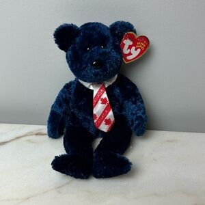 TY Pops Blue Bear Beanie Baby Stuffed Animal Vintage Rare